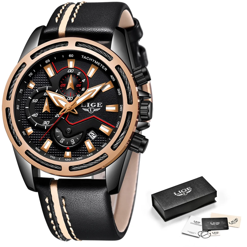 

2019 New LIGE Men Watches Top Brand Luxury Leather Casual Quartz Watch Men Fashion Sport Waterproof Watch Male Relogio Masculino