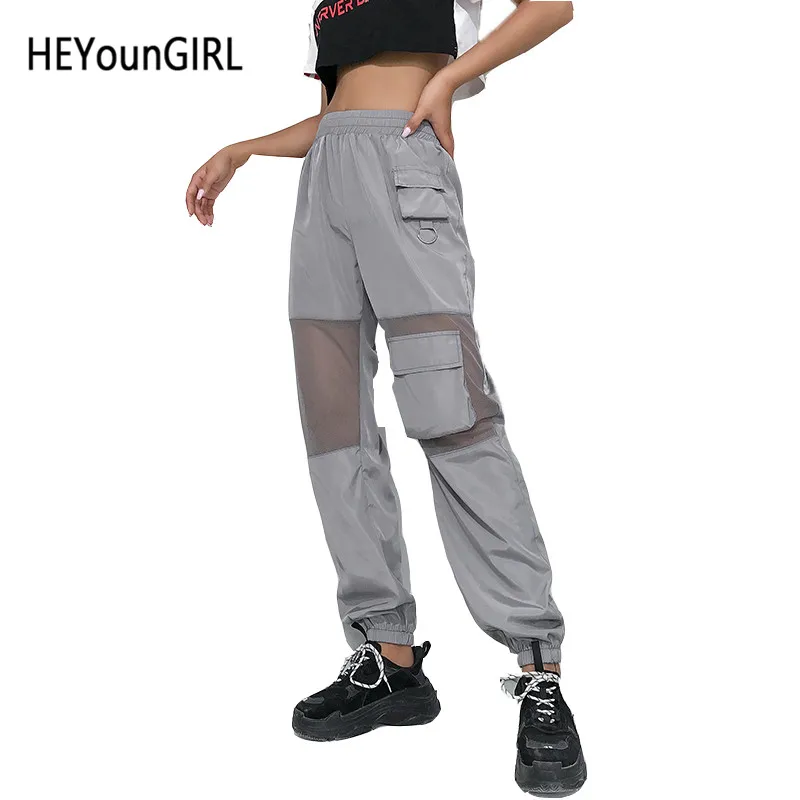 Женские сетчатые брюки HEYounGIRL в стиле пэчворк женские мешковатые спортивные
