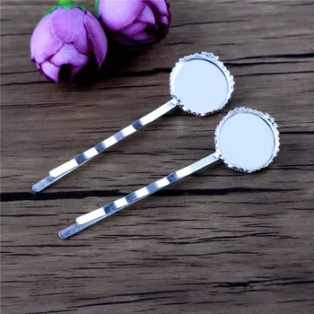 

Fit 15mm 10pcs High Light Silver Plated Crown Hairpin Settings Hair Clips Hair Accessories Cameo Cabochon Base
