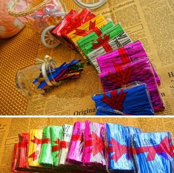 

800pcs/lot 10CM For DIY Baking Colourful Wire Plastic Metallic Twist Tie Bakery Lollipop Packing Ribbon Free Shipping