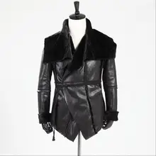 Осень Зима утолщение пожарные трещины панк кожа clthing мужская повседневная верхняя одежда отложной воротник мотоциклетная куртка пальто