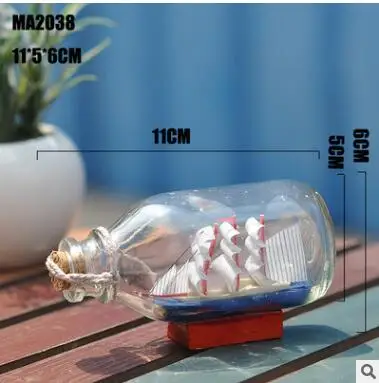 Домашний декор Средиземноморский стиль мини корабль лодка дрейф бутылка амулет стеклянная бутылка маленький деревянный стеклянный флакон с пробкой подарок на день Святого Валентина - Цвет: 2038