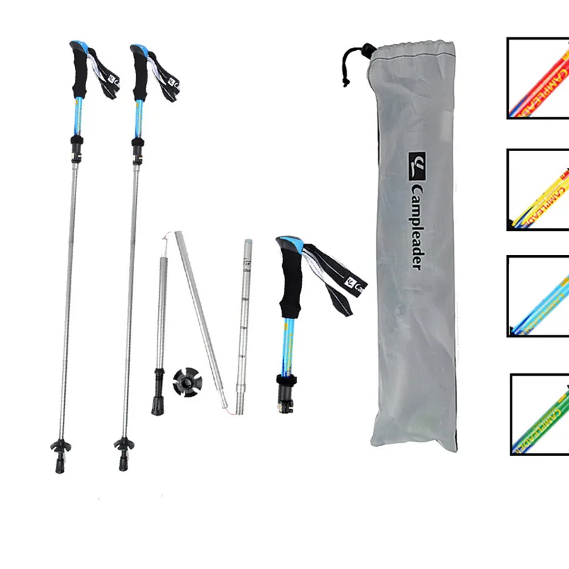 Outdoor Alpenstock Portable Trekking Pole Durable Five - Section Folding Adjustable Impact Walking Cane #2O30 (17)