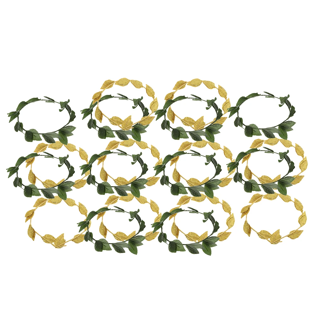 20pcs/lot Women Ladies Greek Roman Goddess Toga Headbands Green Gold Leaves Hairband Laurel Wreath Wedding Hair Accessories