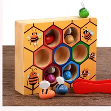 Новая деревянная детская обучающая клипса музыкальный улей игры Раннее детство образование Интеллект цвет познание клип маленькая пчела игрушка