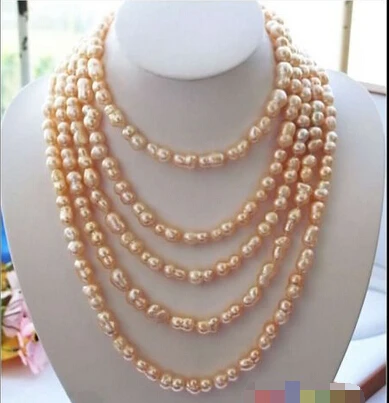 

Free shipping@@@@@ p1613 100"16MM PINK BAROQUE DOUBLE FW CULTURED PEARL NECKLACE