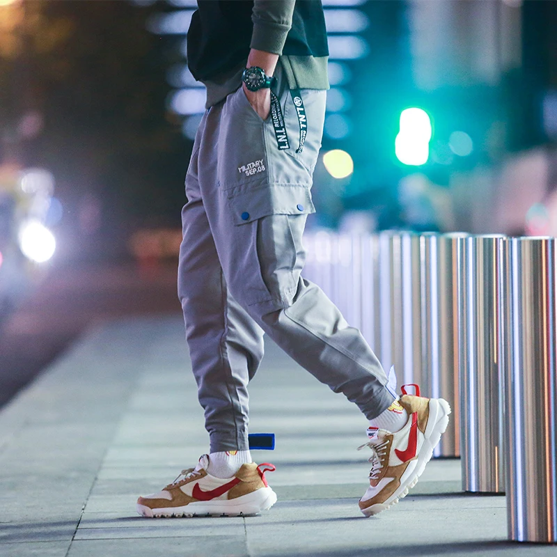 YASUGUOJI New 2019 spring korean fashion men streetwear pants cargo loose harem ankle banded | Мужская одежда