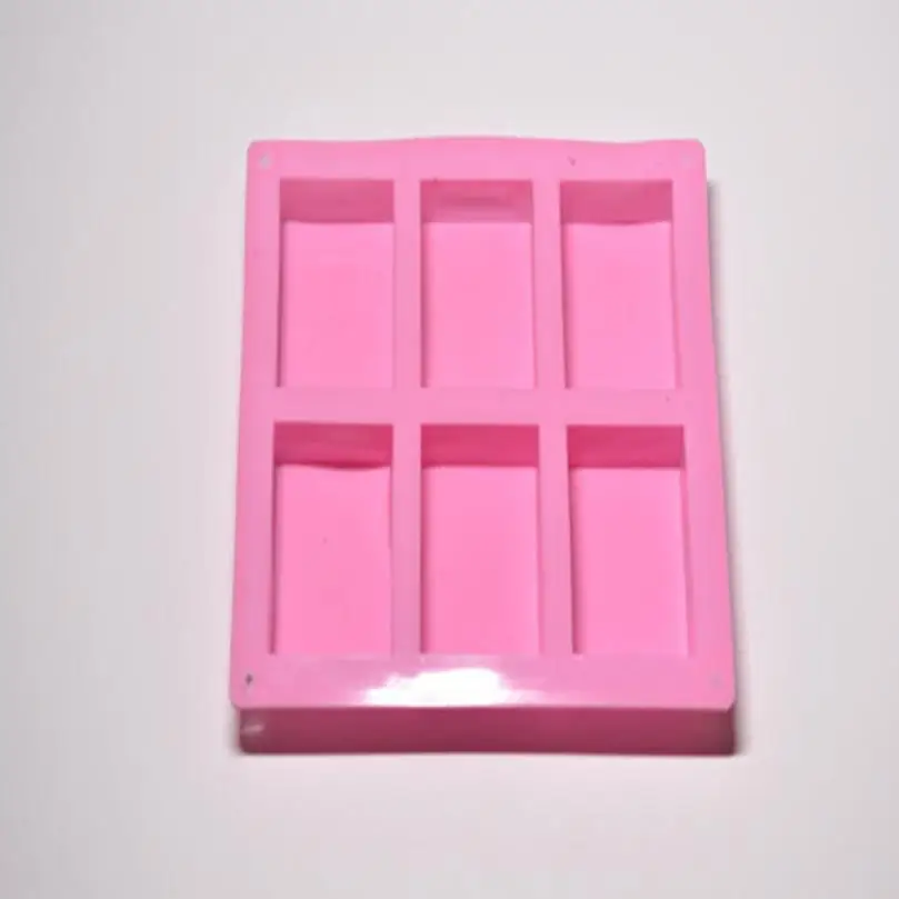 

6 Cavity Soap Mold Plain Basic Rectangle Silicone Mould For Homemade Craft DIY Accessories Happy Sale ap520