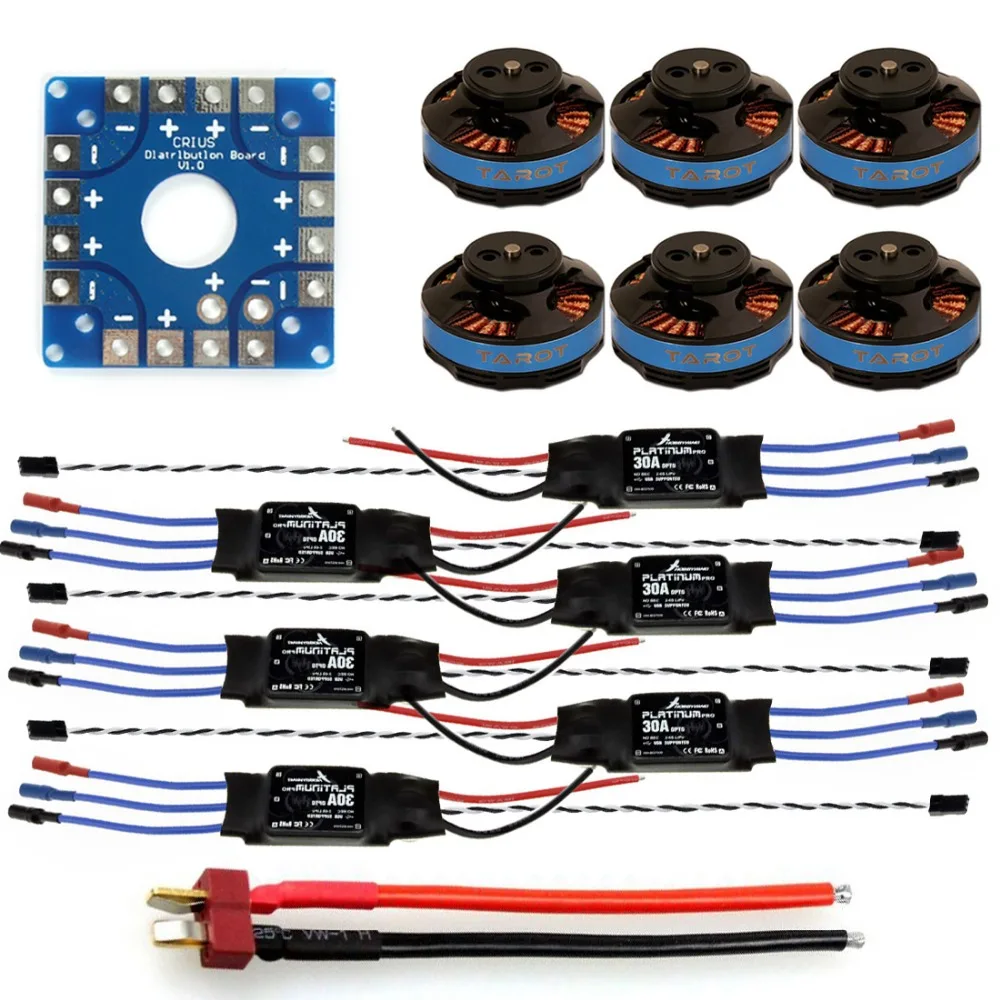 

Assembled Kit: 30A ESC + Tarot Motor + KK ESC Connection Board Connectors Dean T Plug Wire for 6-Aix Hexacopter