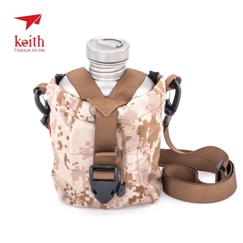 

Keith Titanium Kettle Army Military Water Bottle Titanium Pot Canteen Mess Kit Set 1.1L+0.7L w/ Camo Bag Ti3060