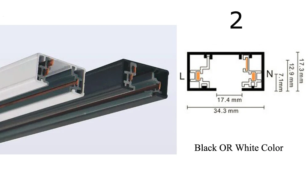 5-2 GO OCEAN LED Track Rail 1 Meter 2 Wire Aluminum Black White Thick Rail Track For Spotlight Lighting Fixture Lights Rail