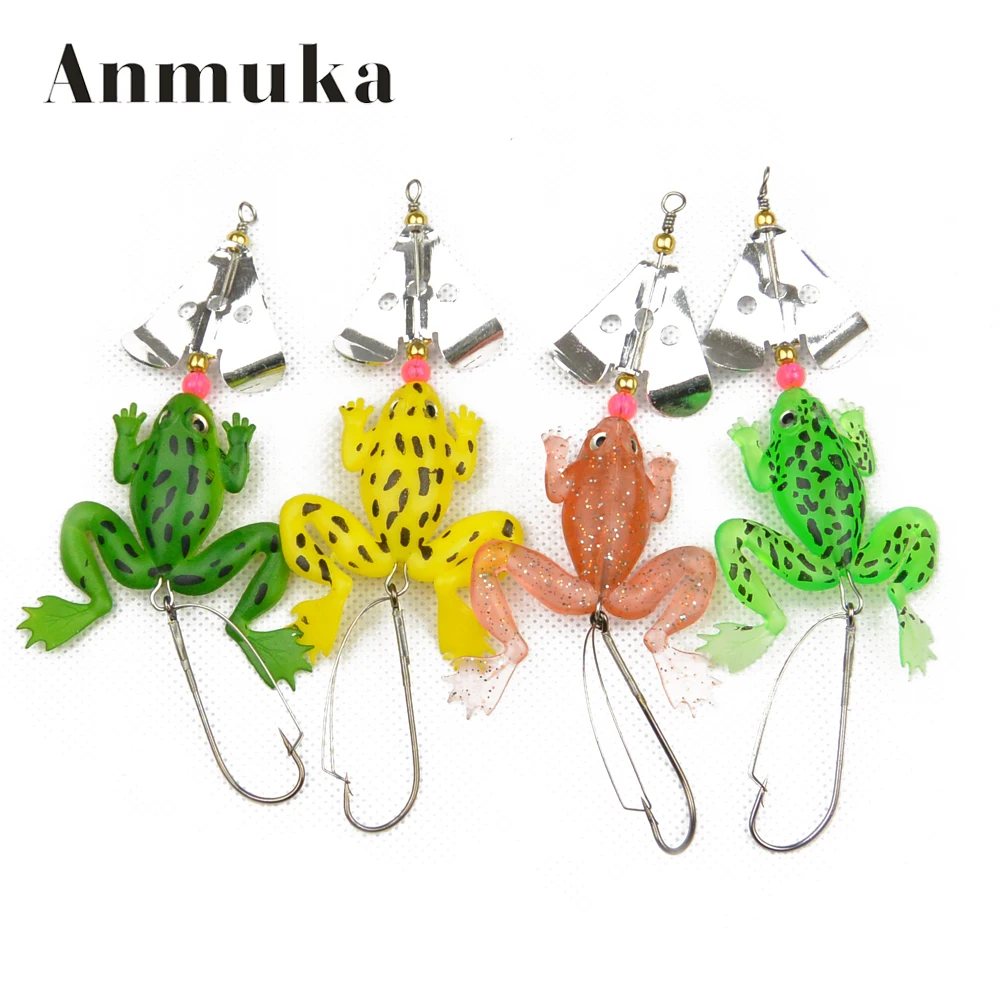 

12cm 4colors Frogs Fishing Lure Bait 6.2g Rubber Soft Frog Soft Fish Sequins Single Hook Environmental Fishing Bait Spoon Lures
