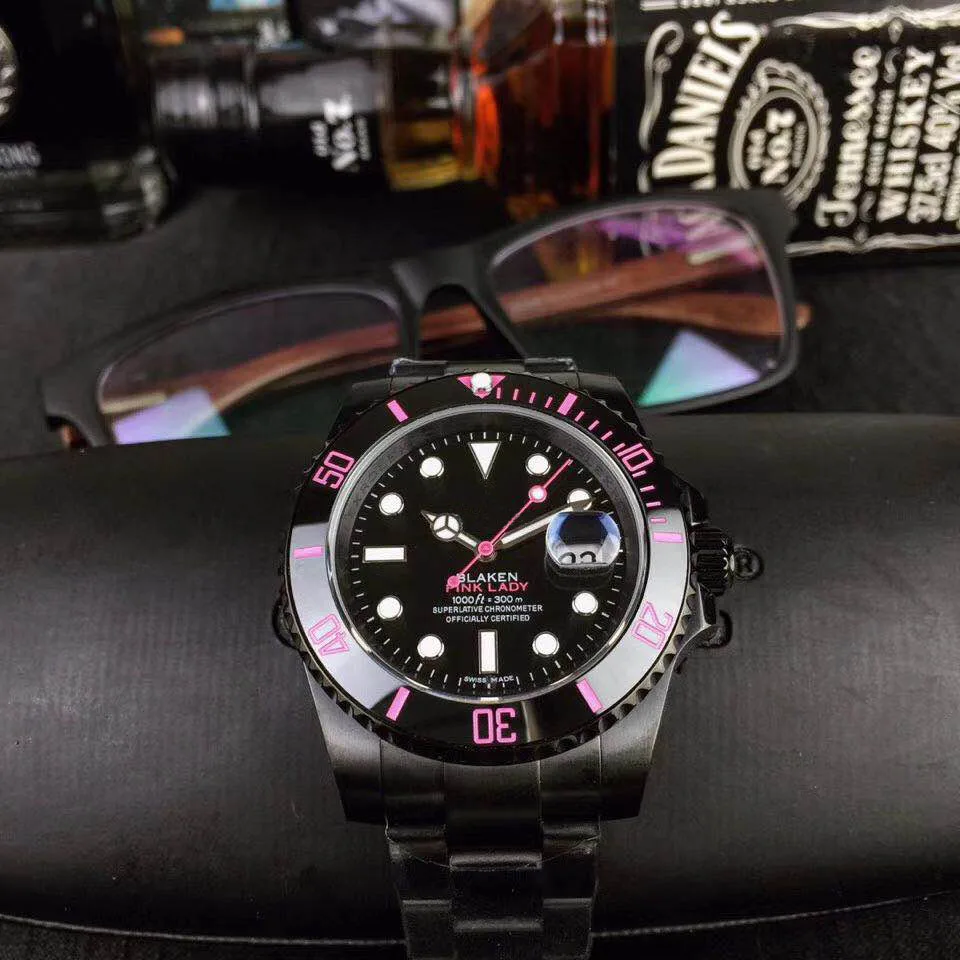 

BLAKEN PINK LDAY Men's Watch Full Black Stainless Steel Men Watches Cal.2813 Automatic Mechanical Movement 116610 Wristwatch