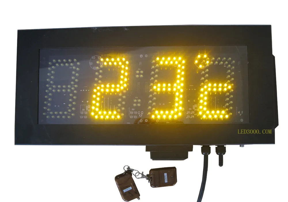 

Outdoor waterproof IP65 5inch high brightness 4digits amber color time and temperature clock(HOT4-5A)