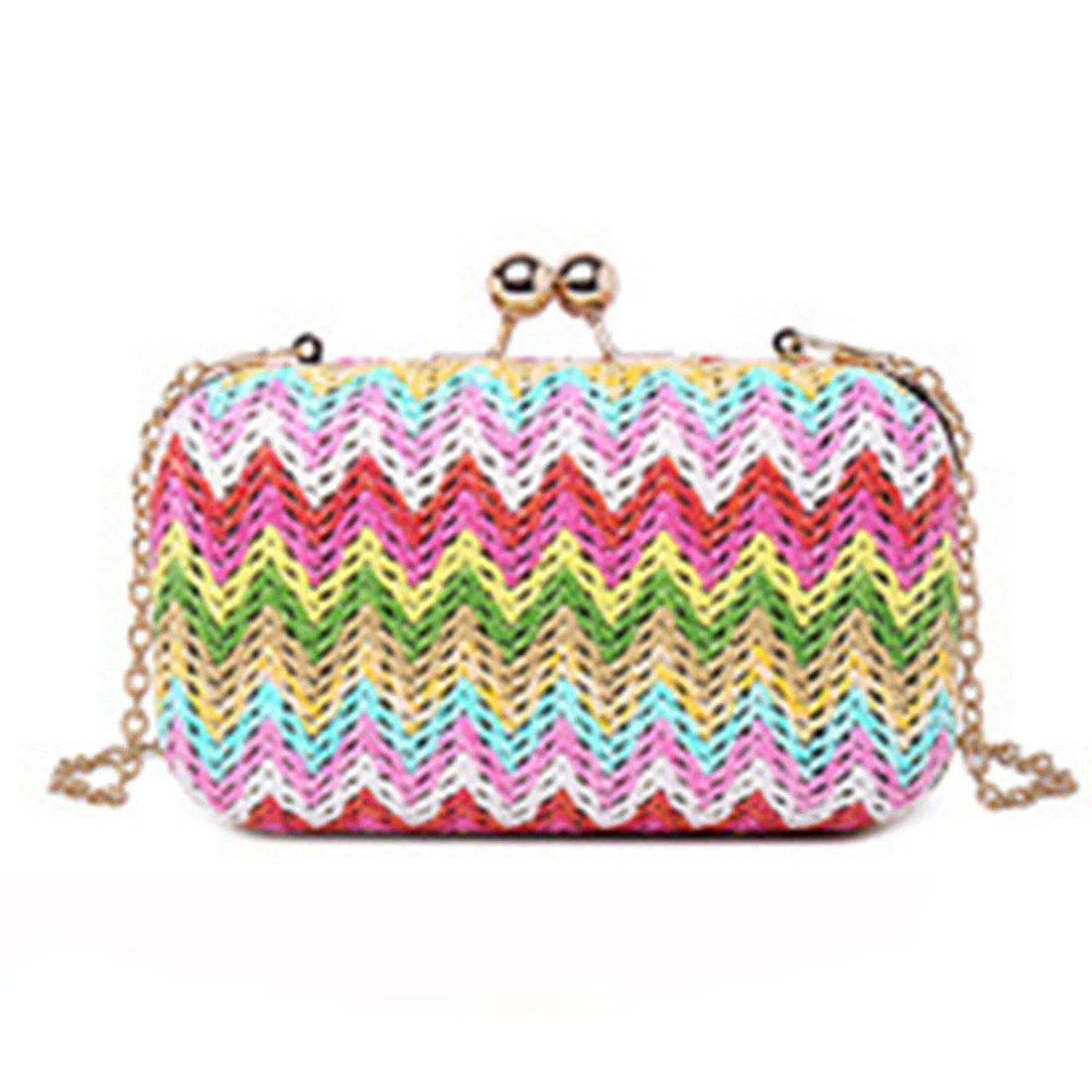 New Women Straw Weave Evening Handbag Fashion Lady Shoulder Messenger Bag Clutch Coin Bag