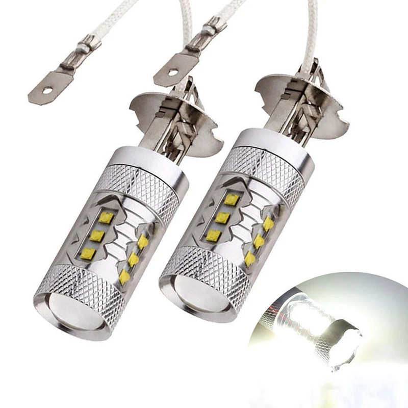 

2pcs H3 80W CREE Super Bright LED White Fog Tail Turn DRL Head Car Light Lamp Bulb LB88