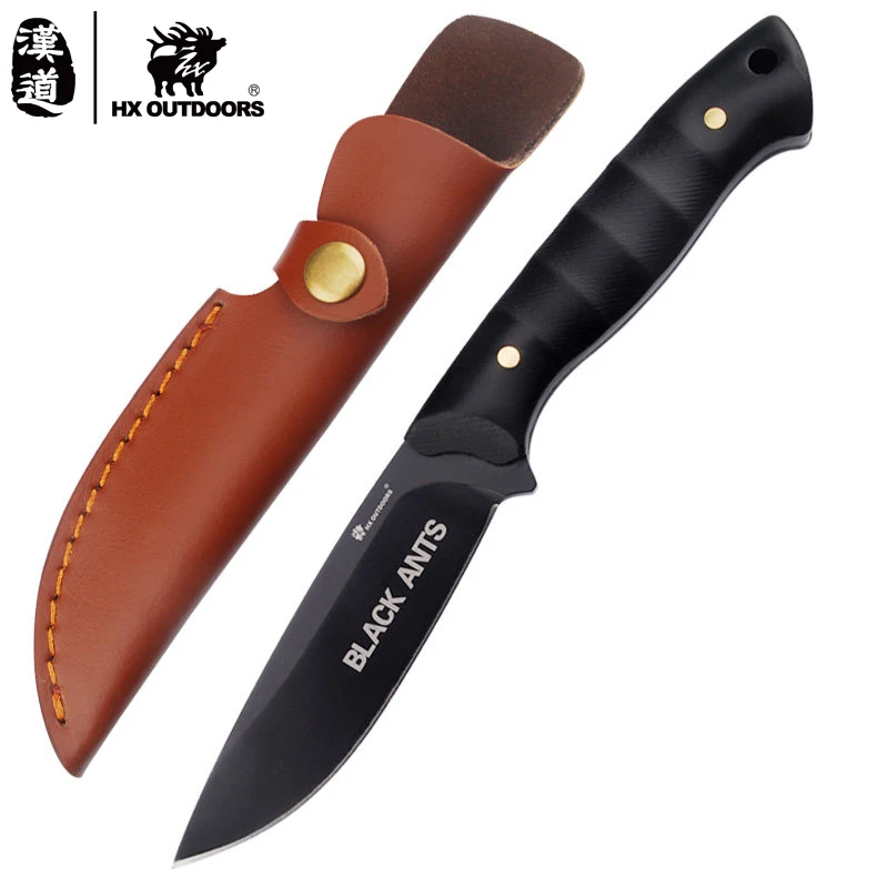 HX OUTDOORS hunting knife black blade saber tactical fixed knife camping zero tolerance survival