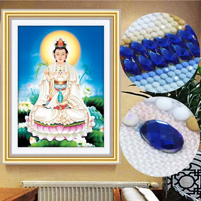 

Special Drill 5D DIY Diamond Painting Cross Stitch Decor Needlework Embroidery Mosaic Rhinestone Lotus Godness Buddha 56*75cm