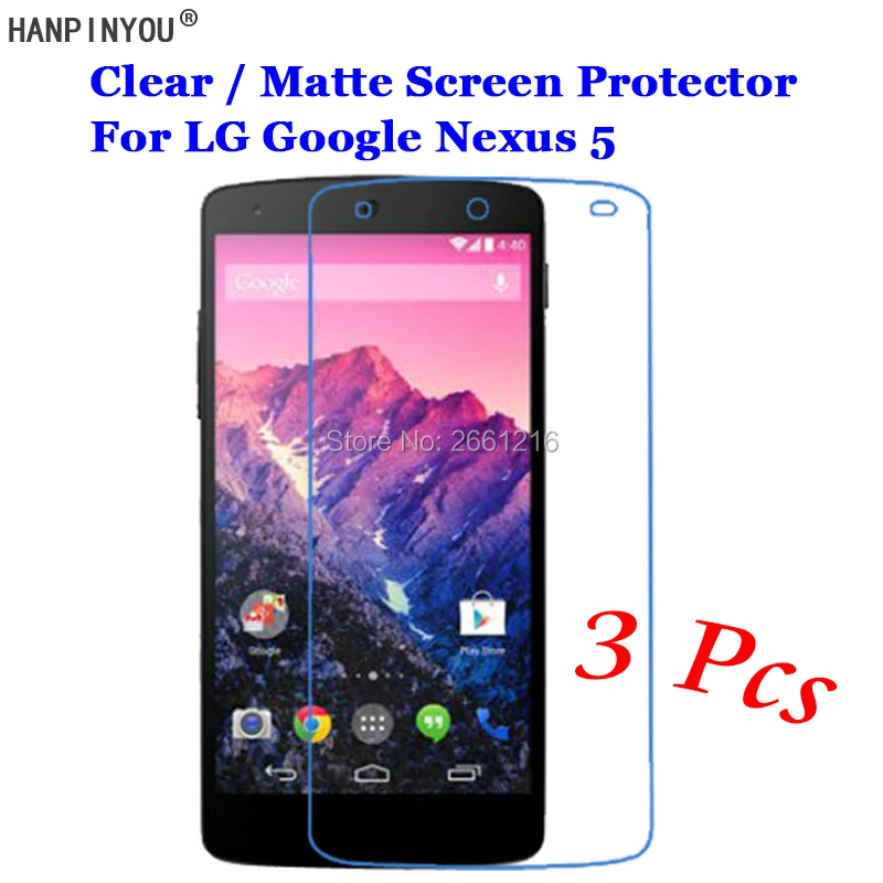 

3 Pcs/Lot New HD Clear / Anti-Glare Matte Front Screen Protector Touch Film Protection Skin For LG Google Nexus 5 4.95"