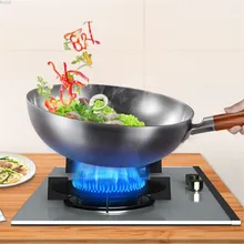 32 см Красивая китайская Сковорода в старом стиле, без покрытия, не ржавеет, сковорода-Вок, бездымный экологически чистый горшок без крышки