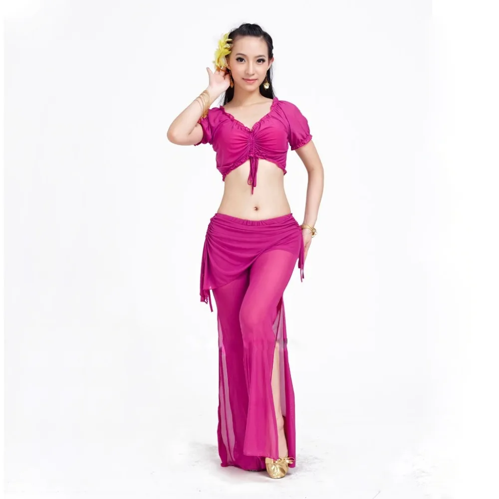 

24 Colors Cheap Belly Dance Clothing Women Dancewear Spandex Suit for Practice Outfit for Belly Dance Top Pants Costumes