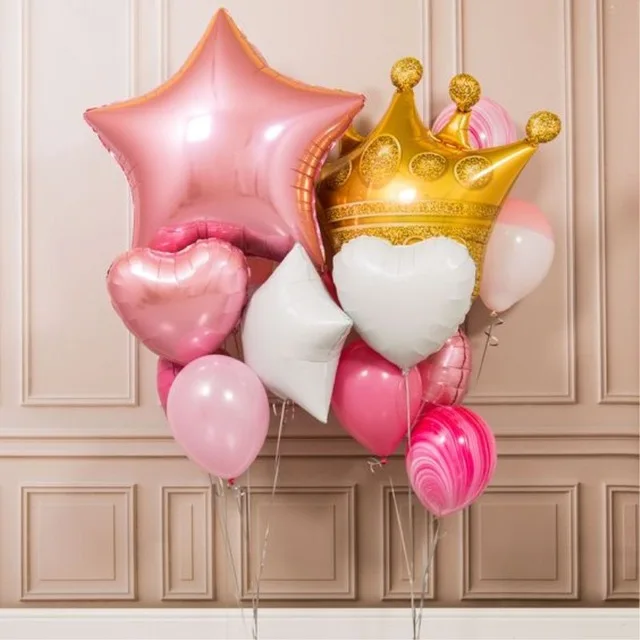 

Large gold crown foil balloon 18inch pink star foil balloons wedding decoration birthday party balloons toys