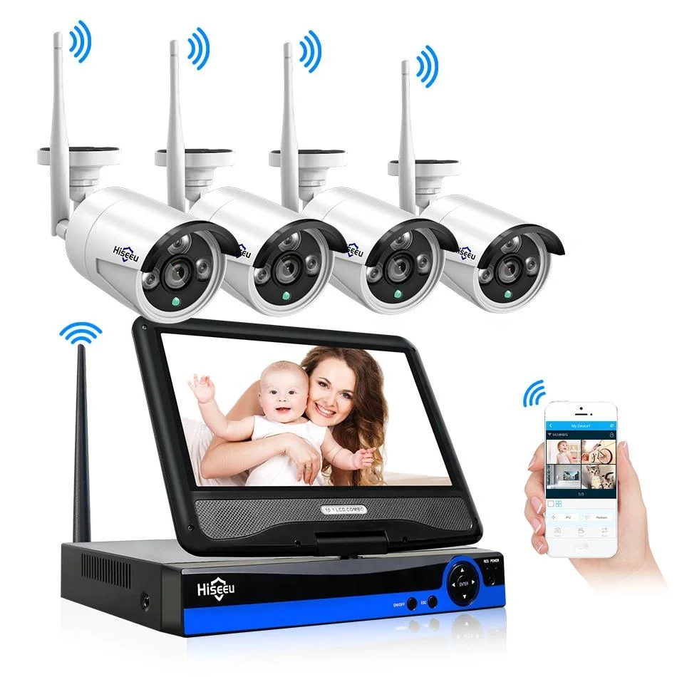 

Hiseeu Displayer 4CH 960P NVR Wireless Security CCTV System Outdoor IP Camera Video Surveillance CCTV Kit E-mail Alert IP Pro