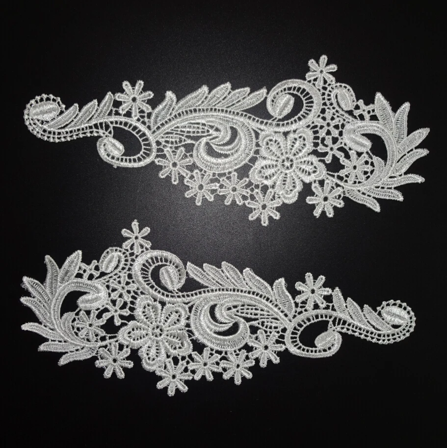 

(4 pc=2 pair) Fashion off white lace applique embroidery flower patches