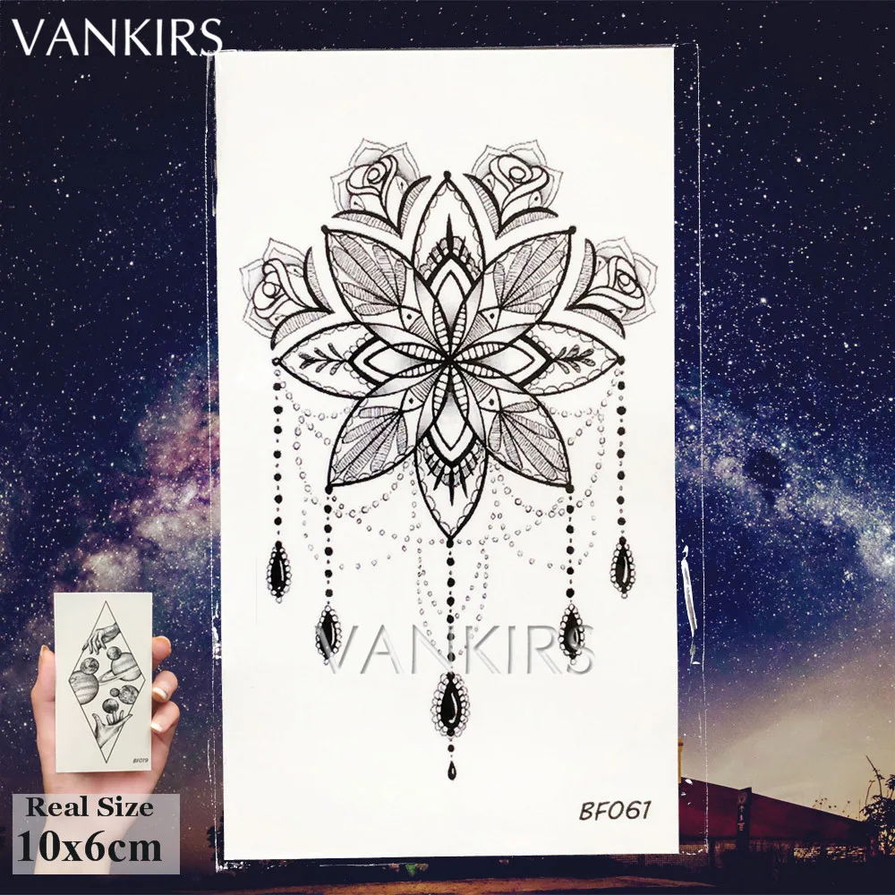 VANKIRS черная хна перо руки татуировки временные поддельные Женщины тела кружева цветок татуировки поддельные девушки пион татуировки водонепроницаемый макияж