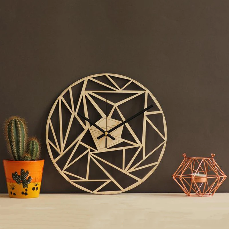 

Wooden Wall Clock Modern Design Creative 3D Hanging Clocks for Living Bedroom Unique Design Wall Watch Handmade