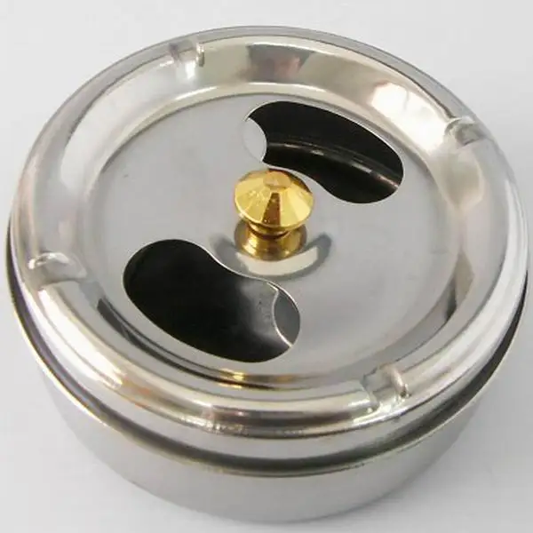 Simple Push Down Ashtray Smokeless, Metal Body in Silver Ashtray Shop