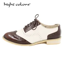 Осенние женские туфли-оксфорды с перфорацией типа «броги» из лакированной кожи без шнуровки с квадратным носком; Повседневная разноцветная обувь на плоской подошве; женская обувь; большие размеры 43