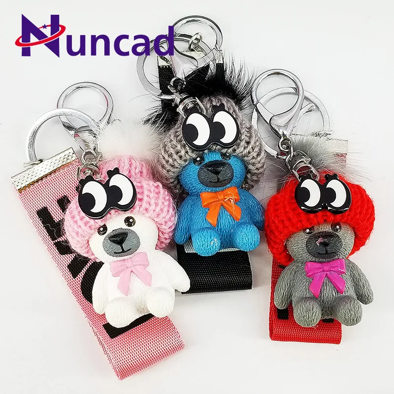 

Originality Hats Little Bear Keychain Pendant Cartoon Little Bear Resin Weave Bring Keychain Ornaments Women Bag Accessories