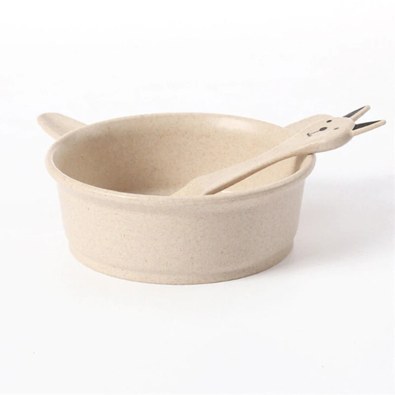 JX-LCLYL 4 Colors Baby Kids Eating Feeding Food Grade BPA Free Bowl Spoon Set