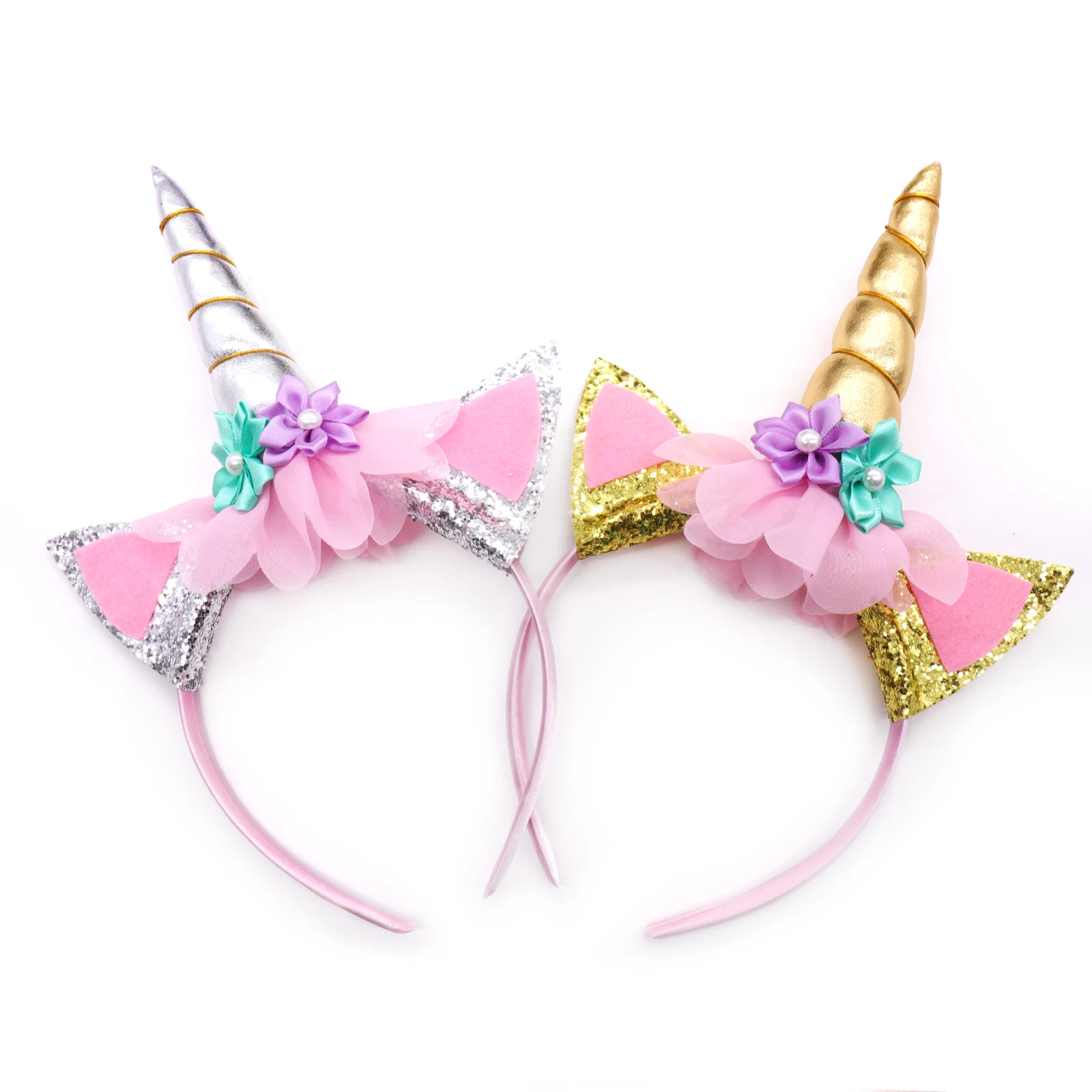 Buy 1pcs Rainbow Unicorn Horn Hairband Kids Chiffon