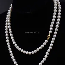 95 см длинный 7 мм белый пресноводный жемчуг ожерелье для женщин ювелирные изделия подарок