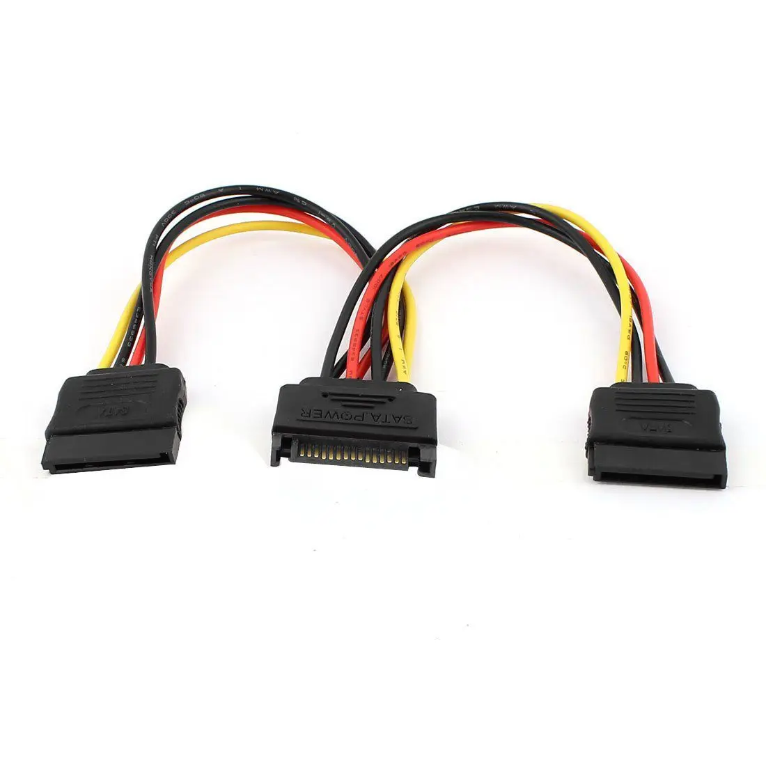 High Quality 5 pcs 15 Pin SATA Male to 2 SATA Splitter Female Power Cable