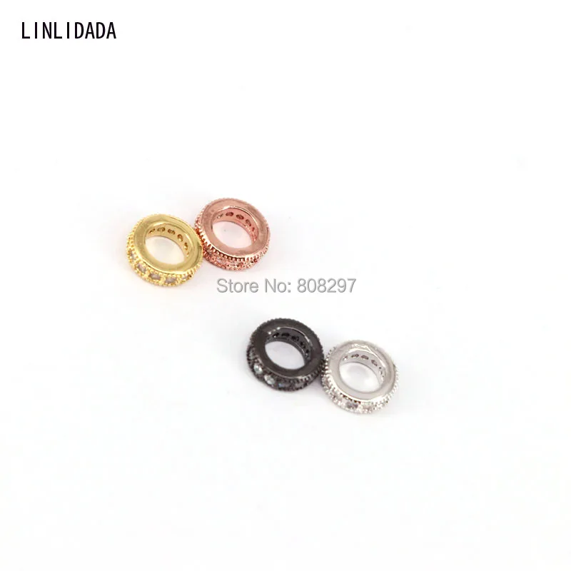 

20Pcs Jewelry Accessories Mix color Round CZ Cubic Zirconia Spacer Beads Metal Charms for DIY Jewelry Making