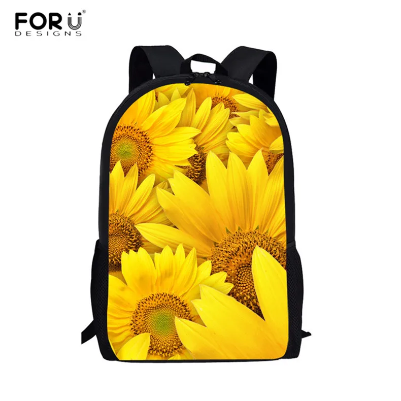 FORUDESIGNS Sunflower Floral 3D Print Fashion School Bags Teen Girls Durable Shoulder Backpacks Laptop Bagpack for Kids Daypacks - Цвет: HXA601C