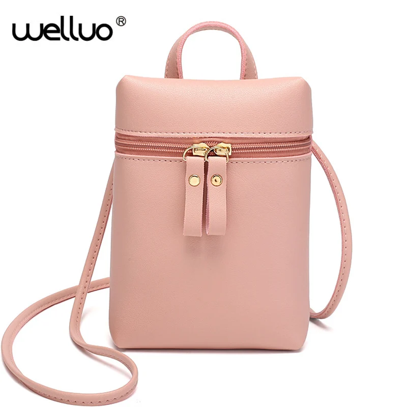 

Cell Phone Crossbody Bag Women Mini Leather Mobile Messenger Bags Black Fashion Shoulder Bag Portable Strap Coin Purse XA35B