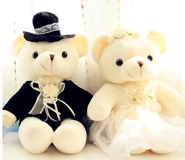  ! 2pcs/lot 20cm Couple Bear Wedding Teddy Bear Romantic Plush Doll Toys Wedding  Gift Bride & Groom For Lovers