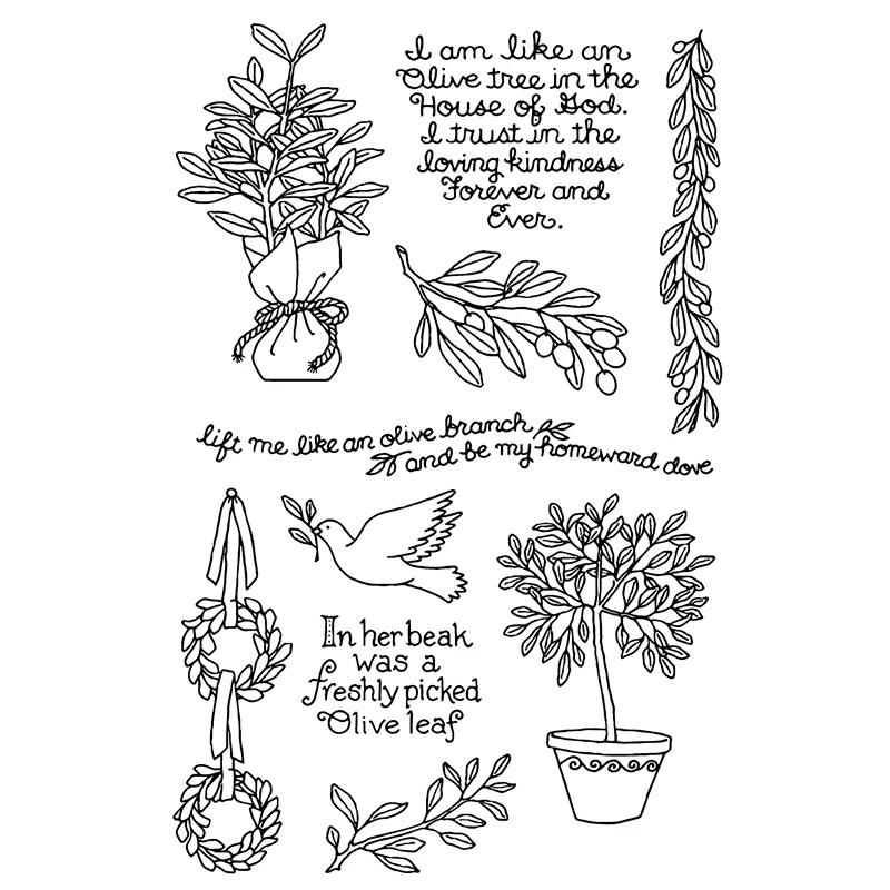 

Peace Dove Olive Branch Clear Stamps for DIY Scrapbooking Photo Album Decoretive Transparent Stamps Embossing Stencial 11*16cm
