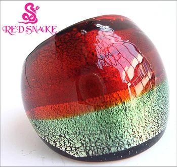 

RED SNAKE Fashion Ring Handmade red/brown and Green Murano Glass Rings