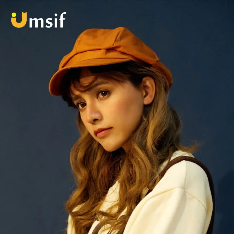 

2019 New Summer Women's Solid Color Cotton Newsboy Caps For Women 90s Dream Retro Simple French Style Berets Female Painter Hats