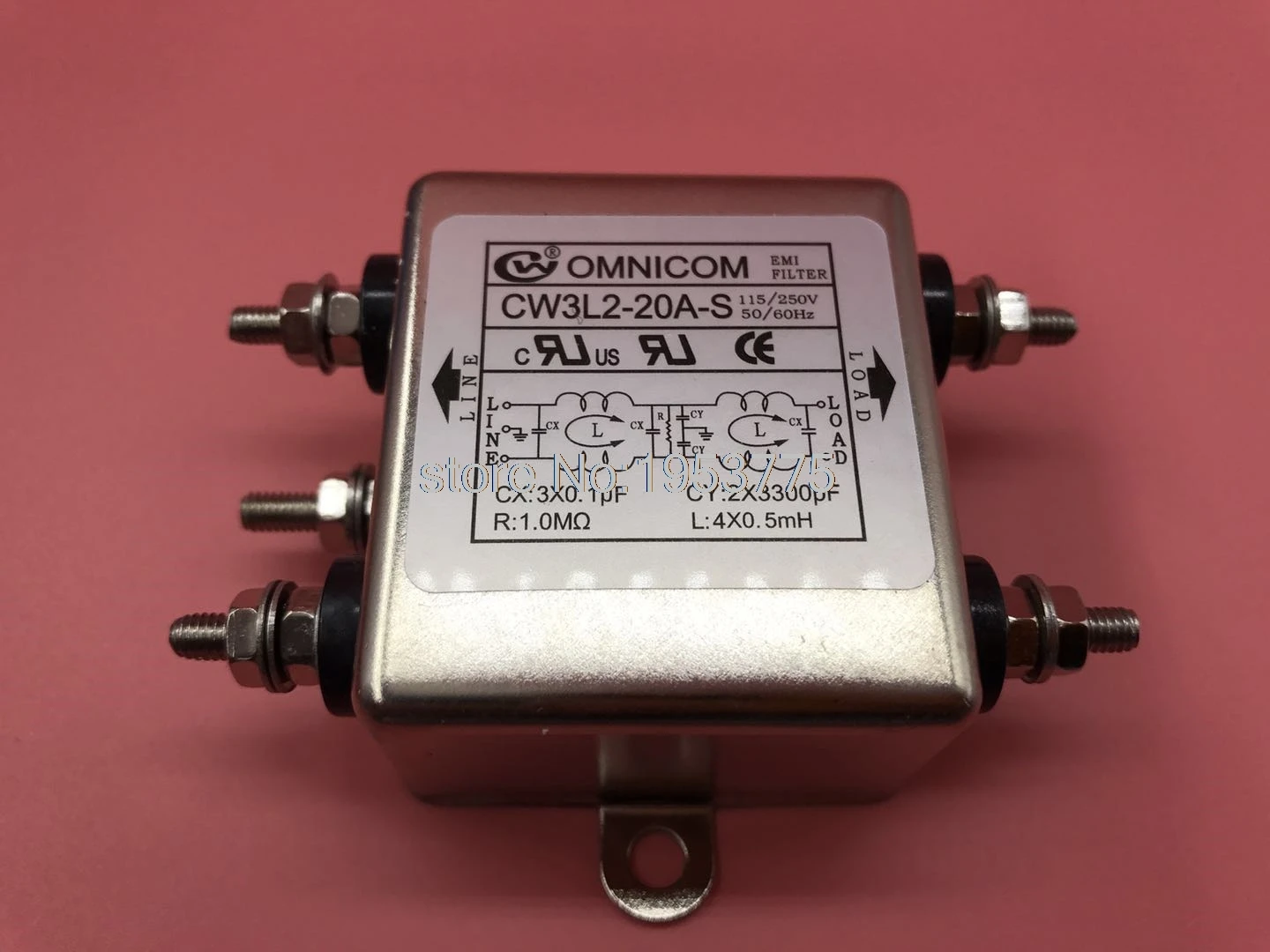 CW3L2 20A S AC Power Single Phase EMI Line Filter 115V/250V 20Ain