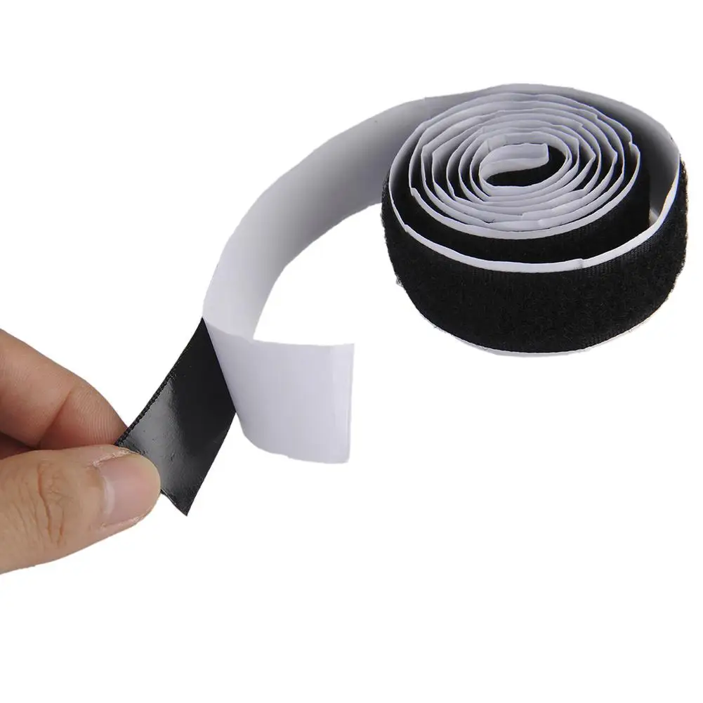 

1 Meter/lot Strong White Black Self adhesive Hook and Loop Fastener Tape nylon Magic sticker adhesive with Glue for DIY Fixed
