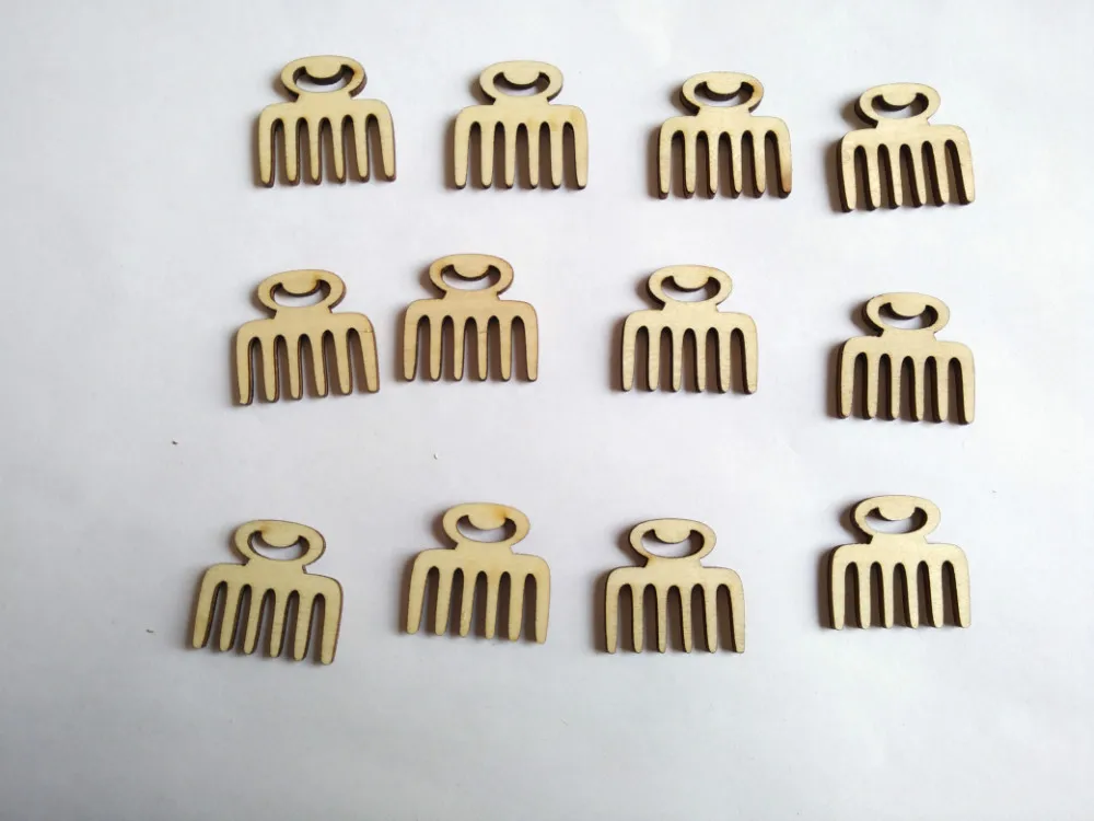 

1 inch size 100Pcs/lot Unfinished Blank Natural Wood Afro comb shape stud earring accessories Wood Beads chip CH-017