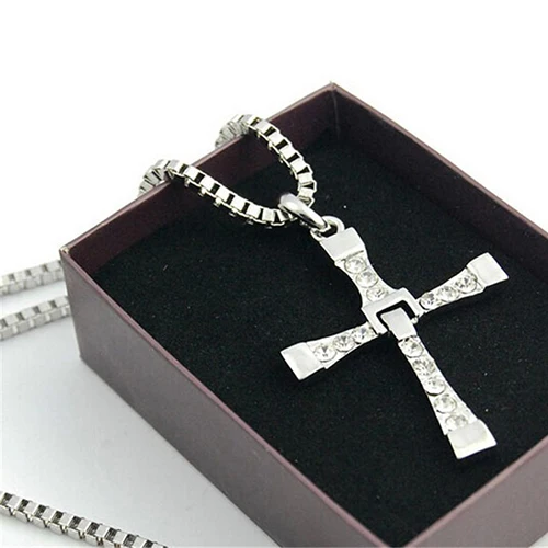 Новое длинное ожерелье цепь Форсаж семь посеребренный крест ожерелье для мужчин