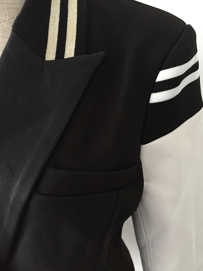 HIGH STREET Новая мода 2019 стильный Блейзер Куртка женская кожаная рукав лоскутное Лев пуговицы
