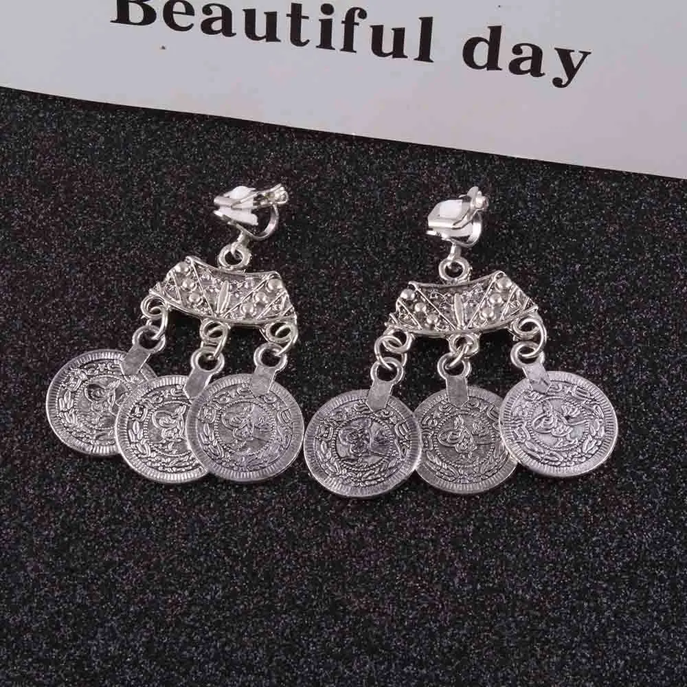 

JIOFREE Vintage Europe and America coin Clip on Earrings Without Piercing Minimalist Non Pierced Earrings